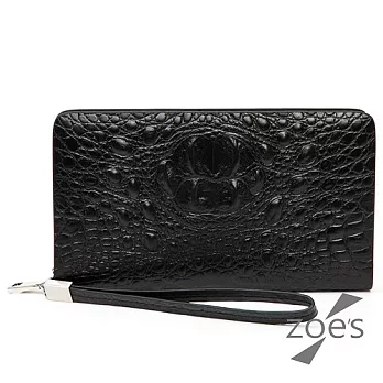 【Zoe’s】頂級牛皮 鱷魚紋 手機皮夾 手拿包 (時尚棕)