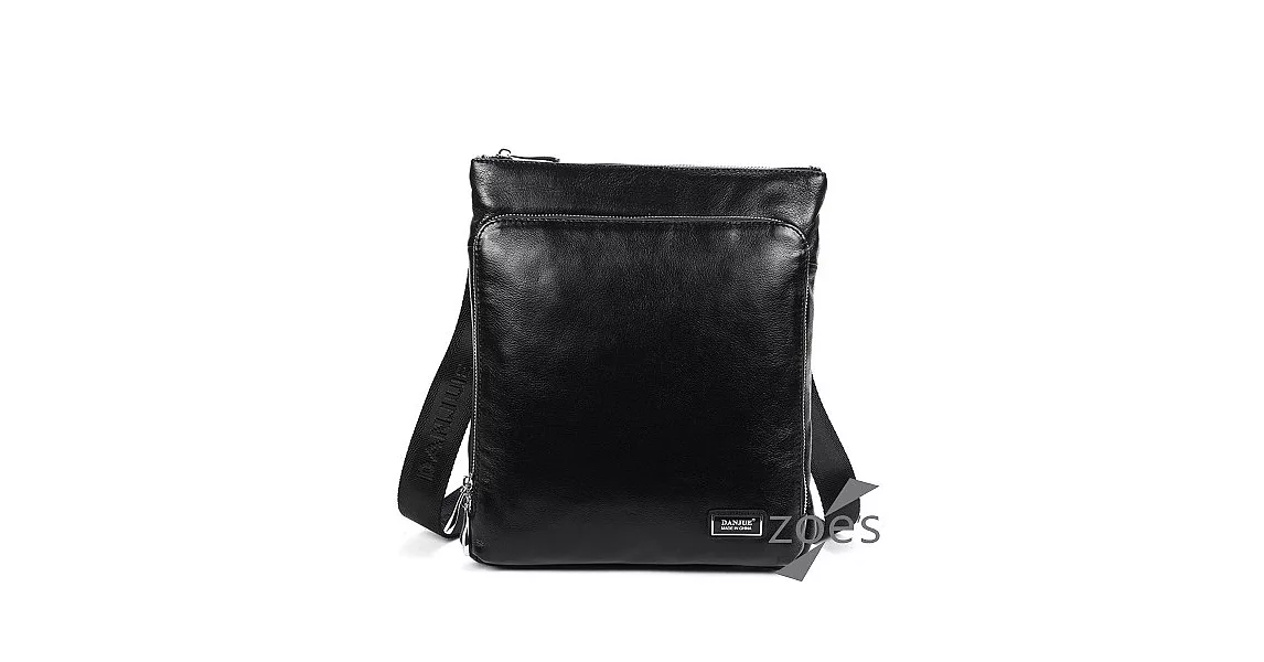 【Zoe’s】頂級牛皮 油蠟皮面 多口袋斜背公事包(紳士黑)