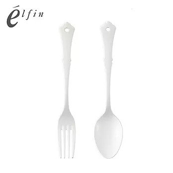 日本高桑elfin 典雅白琺瑯甜點叉子湯匙組 (2組)