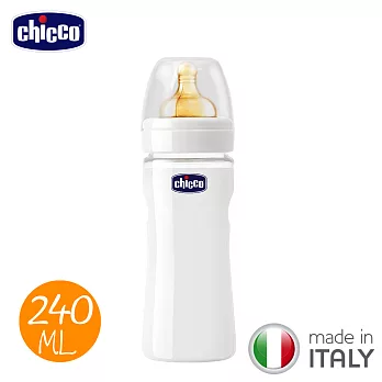 chicco-舒適哺乳-乳膠玻璃大奶瓶240ml +小單孔奶嘴