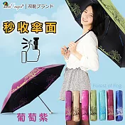 【雙龍牌】迷霧森林彩色膠易開收三折傘(抗UV降溫防曬類自動晴雨傘陽傘B6016D)葡萄紫