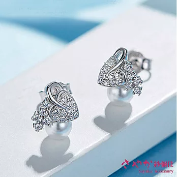 925純銀優雅鑲鑽珍珠SWAROVSKI元素 耳環