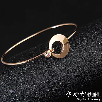 【Sayaka紗彌佳】月之星語 金屬寬版手環 -玫瑰金