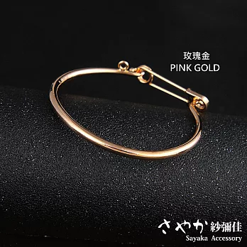【Sayaka紗彌佳】別針造型 金屬寬版手環 -玫瑰金