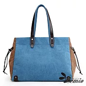 【Lemio】韓系帆布女包單肩大容量手提包(深邃藍)