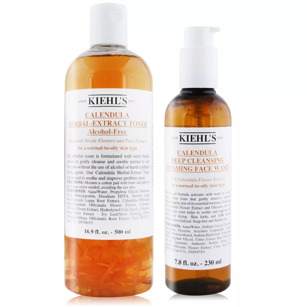 KIEHL’S 契爾氏 金盞花植物精華化妝水(500ML)+潔面泡泡凝露(230ml)-國際航空版