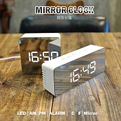 鏡面時鐘 LED鏡子鬧鐘 電子鬧鐘 化妝鏡 (USB供電)正方形