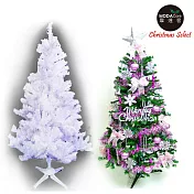 台灣製造5呎/5尺(151cm)豪華版夢幻白色聖誕樹 (+飾品組)(不含燈)(本島免運費) 飾品銀紫色系