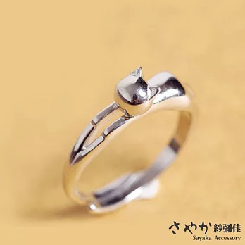 【Sayaka紗彌佳】純銀 飛撲喵星人戒指(光面) / 可調式-光面款