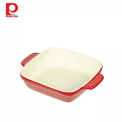 【日本珍珠金屬】方形耐熱深形焗烤盤─熱情紅14x14cm
