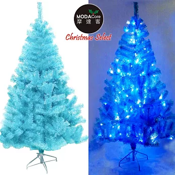 【摩達客】台灣製6呎/6尺(180cm)豪華版冰藍色聖誕樹(不含飾品)+100燈LED燈藍白光2串(附IC控制器)