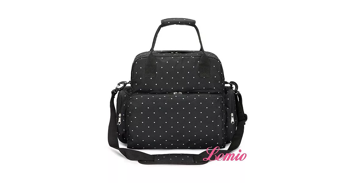 【Lemio】超大容量多收納四用媽咪尿布包(性格黑)