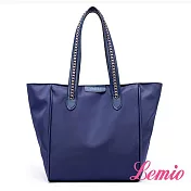 【Lemio】韓流時尚編織單肩防潑水牛津布包(深邃藍)