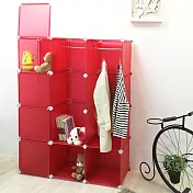 【H&R安室家】魔術空間12格衣櫥組合櫃(附門4片)-HP83A桃花紅