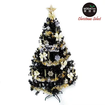 【摩達客】台灣製造12呎/12尺(360cm)時尚豪華版黑色聖誕樹(+金銀色系配件組)(不含燈)