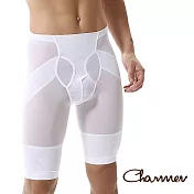 【Charmen】鍺鈦銀超薄透氣提臀五分褲 男性塑身褲M(白色)