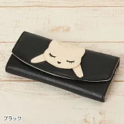 【Pooh Chan-噗將閉眼貓】慵懶貓手風琴式長夾【買就送純銀項鍊市價850】黑BLACK