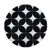 finara費納拉-天然原色手工製牛皮馬賽克玄關地毯地墊-阿姆斯特丹 黑色時尚派對圓形