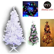 【摩達客】台灣製4呎/4尺(120cm)豪華版夢幻白色聖誕樹 (+飾品組+LED100燈一串)(可選色)四彩光飾品銀紫系