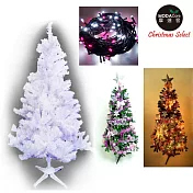 【摩達客】台灣製4呎/4尺(120cm)豪華版夢幻白色聖誕樹 (+飾品組+LED100燈一串)(可選色)粉紅白光飾品銀紫系