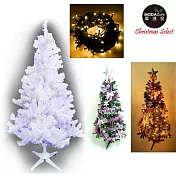 【摩達客】台灣製4呎/4尺(120cm)豪華版夢幻白色聖誕樹 (+飾品組+LED100燈一串)(可選色)暖白光飾品銀紫系