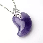 【LuckyPlus】天然紫水晶勾玉長版項鍊(約65cm)