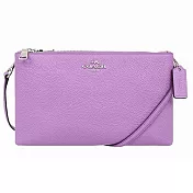 COACH 荔枝紋全皮雙層拉鍊袋斜背包-粉紫 (現貨+預購)粉紫