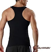 【Charmen】工字型交叉挺背束胸背心 男性塑身衣M(黑色)