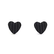 Snatch 條紋少女愛心手工耳夾 - 黑 / Stripe Girl Heart Earrings