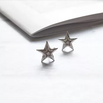 【DoriAN】 星星鑲鑽925純銀耳環-銀色