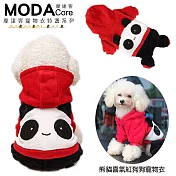 【摩達客寵物系列】寵物時尚休閒紅色熊貓連帽T恤貓咪狗狗衣(中小型犬)S