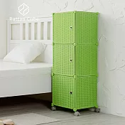 【藤立方】組合3格收納置物櫃(3門板+附輪)-DIY 綠色