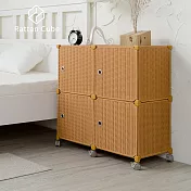 【藤立方】組合2層4格收納置物櫃(4門板+附輪)-DIY 蜂蜜色