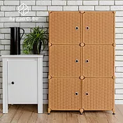 【藤立方】組合3層6格收納置物櫃(6門板+調整腳墊)-DIY 蜂蜜色