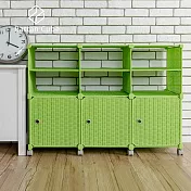 【藤立方】組合2層6格收納置物架(3門板+3隔板+附輪)-DIY 綠色