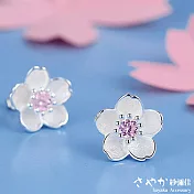 【Sayaka紗彌佳】純銀文創風格手工製櫻花鑲鑽造型耳環(紫鑽)