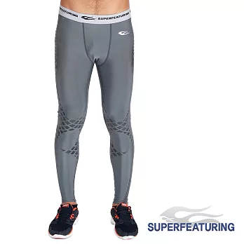 【SUPERFEATURING】專業跑步 三鐵 Training運動壓縮緊身褲S(灰色)