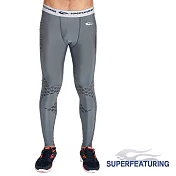 【SUPERFEATURING】專業跑步 三鐵 Training運動壓縮緊身褲L(灰色)
