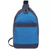 COACH 皮革尼龍拼接單肩包-藍色(現貨+預購)藍色