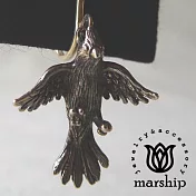日本銀飾品牌 Marship 鸚鵡耳環 展翅飛翔款 925純銀 古董銀款 夾式耳環 (單支販售)