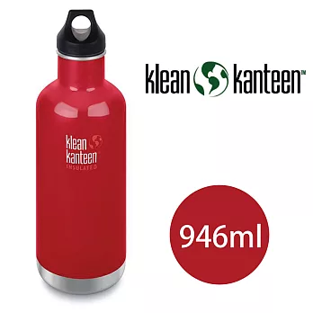 【美國Klean Kanteen】窄口不鏽鋼保溫瓶-946ml-寶石紅