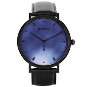 【PICONO】A week 系列 渲染簡約黑色真皮錶帶手錶 /AW-7601