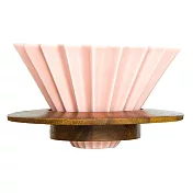 日本 ORIGAMI 陶瓷濾杯組S  粉紅色/木質杯座