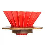 日本 ORIGAMI 陶瓷濾杯組S  紅色/木質杯座