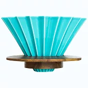 日本 ORIGAMI 陶瓷濾杯組M  土耳其藍/木質杯座