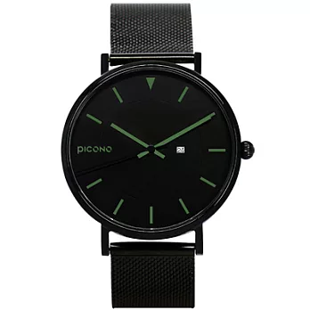 【PICONO】RGB 系列 輕薄黑色快拆式不鏽鋼網帶手錶 /RGB-6402