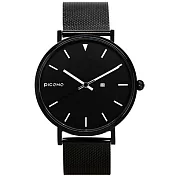【PICONO】RGB 系列 輕薄黑色快拆式不鏽鋼網帶手錶 /RGB-6404
