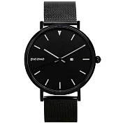 【PICONO】RGB 系列 輕薄黑色快拆式不鏽鋼網帶手錶 /RGB-6501
