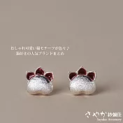 【Sayaka紗彌佳】純銀俏皮喵星人貓掌造型耳環 -白金色