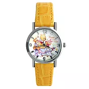 Disney 迪士尼 公主系列與可愛小熊維尼亮彩壓紋皮帶錶 - 小熊維尼 黃帶